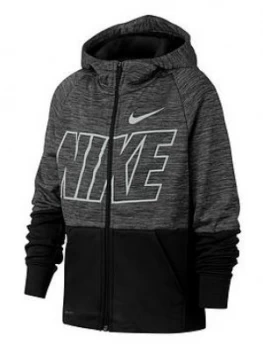 Nike Older Boys Therma Full Zip GFX Hoodie Black White Size Xs6 8 Years