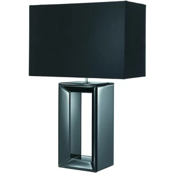 Searchlight Mirror - 1 Light Table Lamp Black Mirror with Shade, E27