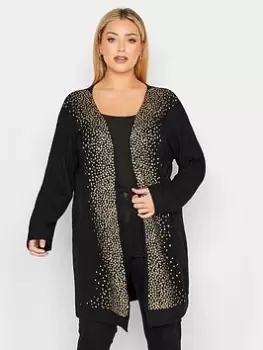 Yours Soft Touch Glitter Cardigan - Black, Size 26-28, Women