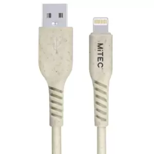 Mitec Lightning - USB A Biodegradable Charging Cable, 2M, Beige