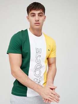 Lacoste Logo Colour Block T-Shirt - White Size M Men