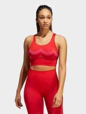 adidas Marimekko Aeroknit Long-line Bra, Red Size XS Women