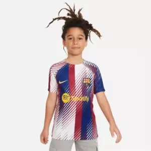 Nike Barcelona Pre Match Home Shirt 2023 2024 Juniors - White