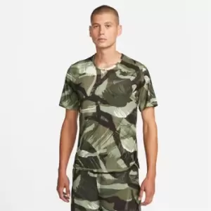 Nike Miler Camo Short Sleeve Running Top Mens - Green