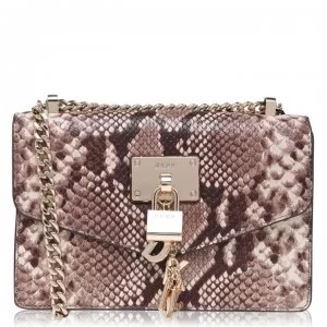 DKNY Elissa Snake Flap Over Shoulder Bag - Natural NAT