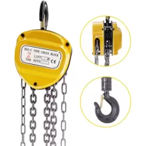 Chain Hoist 4400lbs/2ton Chain Block Hoist Manual Chain Hoist 3m/10ft Block Chain Hand Chain Lifting Hoist with Hooks Chain Pulley Tackle Hoist Winch