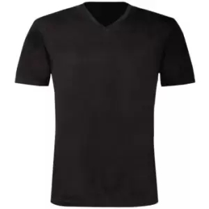 B&C Mens Exact V-Neck Short Sleeve T-Shirt (S) (Black)