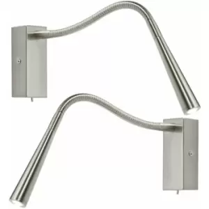 2 pack Adjustable LED Wall Light Warm White Chrome Flexible Bedside Task Lamp