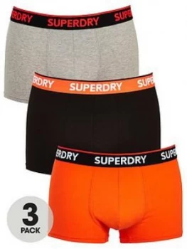 Superdry Classic Three Pack Trunk - Multi, Grey Multi, Size L, Men