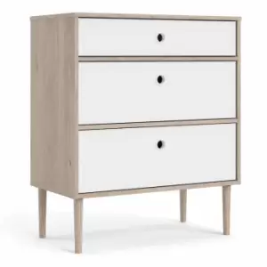 Rome Chest 3 Drawers In Jackson Hickory Oak Effect With Matt White