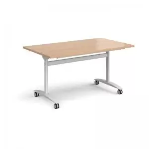 Rectangular deluxe fliptop meeting table with white frame 1400mm x