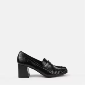 Missguided Crock Patent Heeled Moccasins - Black