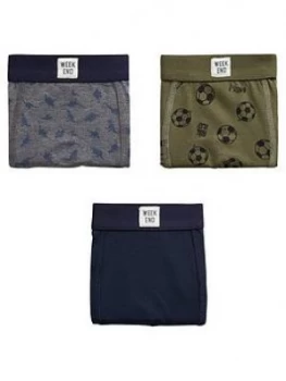 Mango Boys Dino 3 Pack Boxers - Khaki, Size Age: 13-14 Years