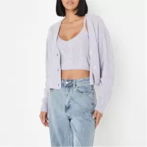 Missguided Cable Cardigan Co Ord - Purple