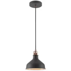 Small Ceiling Dome Pendant, 1 x E27, Sand Black, Copper, White - Luminosa Lighting