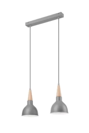 Francesca Bar Pendant Ceiling Light Silver, 2x E27