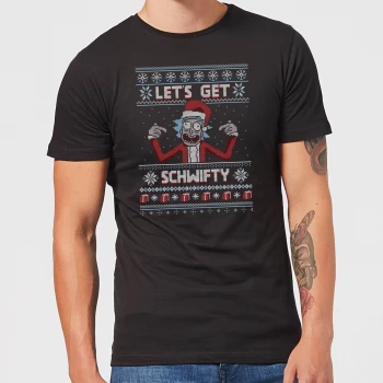 Rick and Morty Lets Get Schwifty Mens Christmas T-Shirt - Black - 4XL - Black