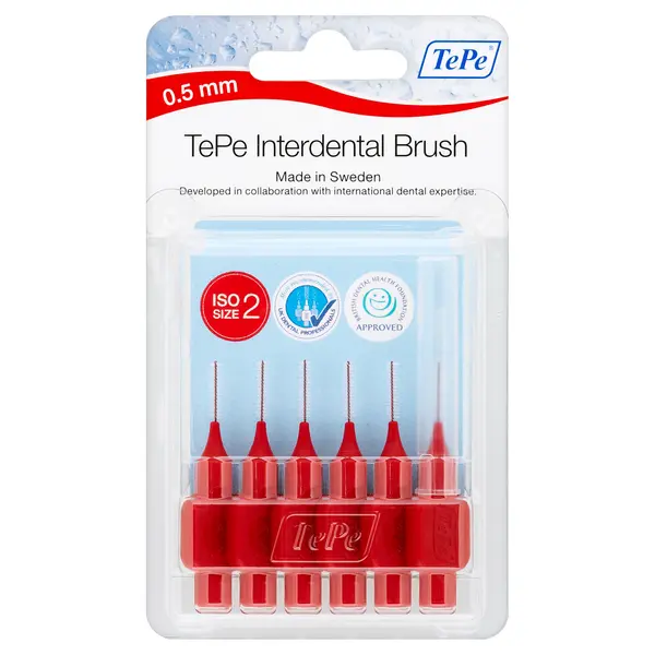 TePe 0.5mm Red Interdental Brush 6Pcs