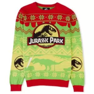 Jurassic Park Turn the Light Off Christmas Knitted Jumper Yellow - XL