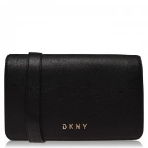 DKNY Flap Over Shoulder Bag - BLK GLD BGD