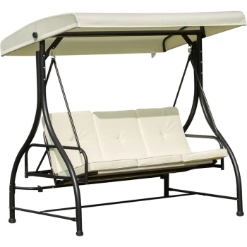 Outsunny - 3 Seater Canopy Swing Chair Porch Hammock Bed Rocking Bench Cream White