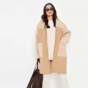 Missguided Maternity Quilted Borg Coat - Neutral