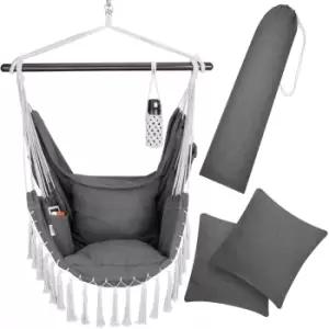 Hanging Chair Anthracite Boho Style with Cushions