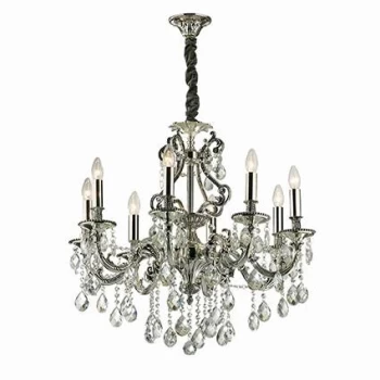 Gioconda 8 Light Crystal Chandelier Antique Silver Finish, E14