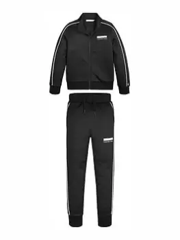 Calvin Klein Jeans Boys Piping Logo Zip Through Tracksuit - Black, Size Age: 14 Years