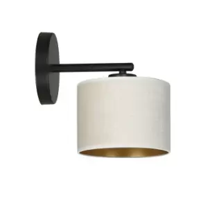 Emibig Hilde Black Wall Lamp with Shade with White Fabric Shades, 1x E27