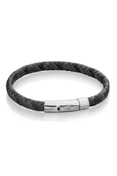 Antique Grey Woven Leather Bracelet 23cm