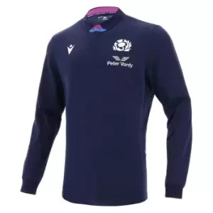 Macron Scotland Home Long Sleeve Classic Rugby Shirt 2021 2022 - Blue