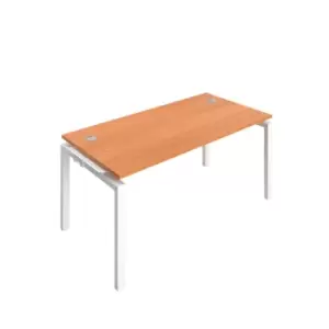 Telescopic Sliding 2 Person Extension Bench with Cable Port and Silver Frame - 1600mm - Beech