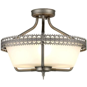 Elstead - Crown - 3 Light Semi Flush Ceiling Pendant Light Iron, E27