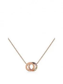 Radley Rose Gold Plated Sterling Silver Rainbow Crystal Double Hoop Pendant Ladies Necklace