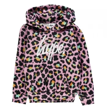 Hype Pink Disco Leopard Kids Pullover Hoodie - Pink