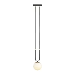 Glam Black Globe Pendant Ceiling Light with White Glass Shades, 1x E14