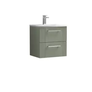 Nuie Deco 500mm Wall Hung 2 Drawer Vanity & Basin 4 - Satin Reed Green