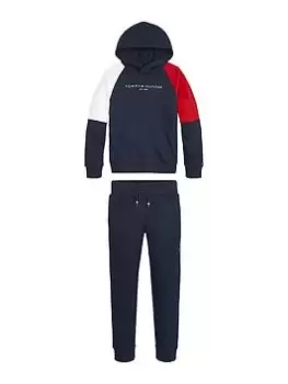 Tommy Hilfiger Boys Essential Hooded Colorblock Set - Navy, Size Age: 4 Years