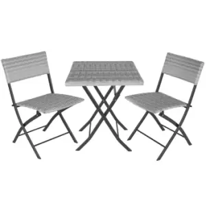 Tectake Trevi Rattan Folding Bistro Set - Light Grey