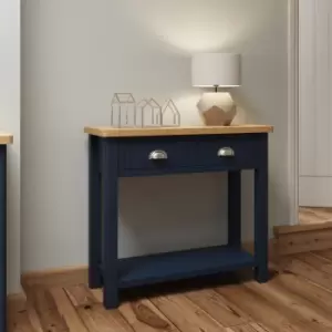 Rye Two Tone Oak & Blue Console Table With Low Shelf