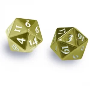 Ultra Pro Heavy Metal D20 Set-Gold with White Numbers (2 Pack)