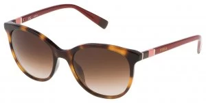 Furla Oversized Shiny Brown Havana Brown Lens Sunglasses.