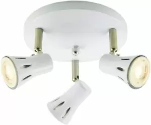 3 Light Adjustable Ceiling Spotlight - Triple Moving Head - Gloss White