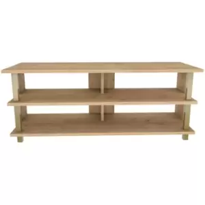 Decorotika - Pueblo 120 Cm Wide tv Stand, tv Console, tv Unit Storage With Open Shelves For Living Room, Bedroom, Hallway - Gold And Oak - Gold / Oak