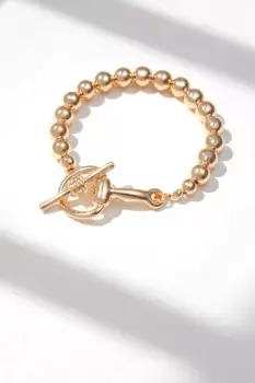 Gold Plated Polished Ball Bracelet Snaffle Bracelet