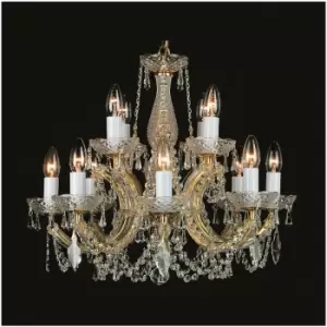 Impex Maria Therese 12 Light Crystal Gold Multi Arm Chandelier