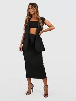 Boohoo Split Back Tailored Midaxi Skirt - Black, Size 10, Women