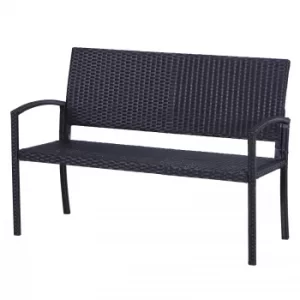 Outsunny Rattan Chair 2-Seater Loveseat-Black