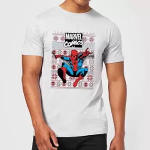 Marvel Avengers Classic Spider-Man Mens Christmas T-Shirt - Grey - XS